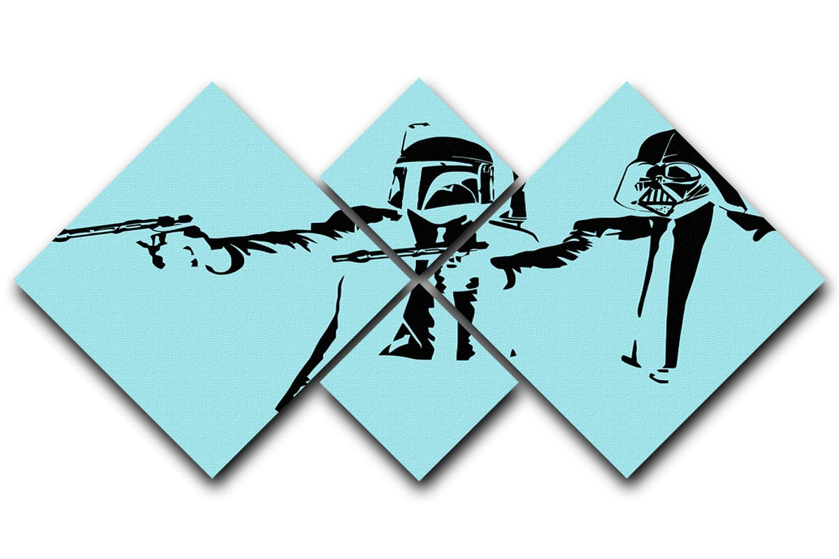 Banksy Pulp Fiction Star Wars Light Blue 4 Square Multi Panel Canvas - Canvas Art Rocks - 1
