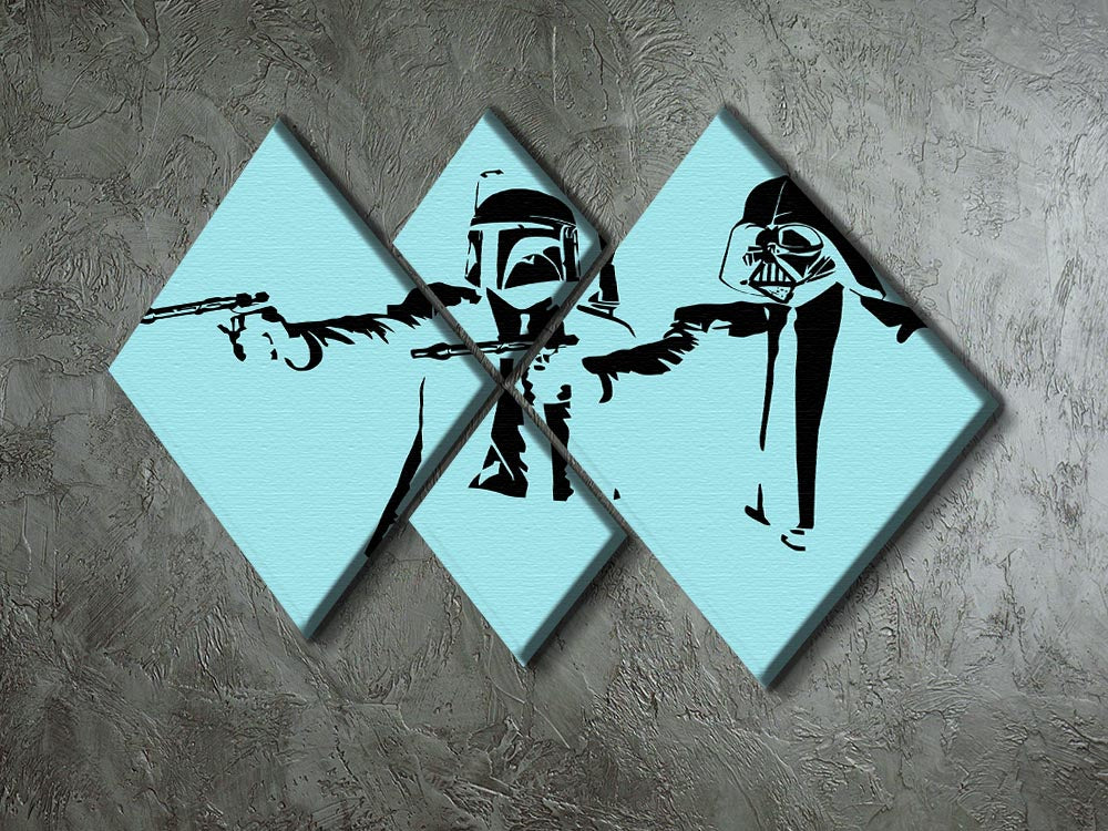 Banksy Pulp Fiction Star Wars Light Blue 4 Square Multi Panel Canvas - Canvas Art Rocks - 2