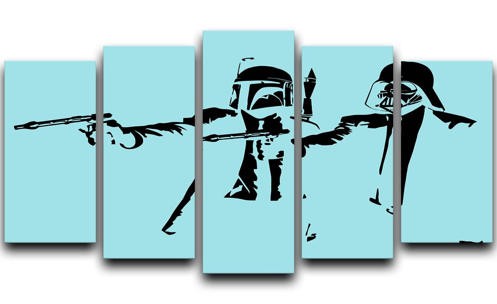 Banksy Pulp Fiction Star Wars Light Blue 5 Split Panel Canvas - Canvas Art Rocks - 1