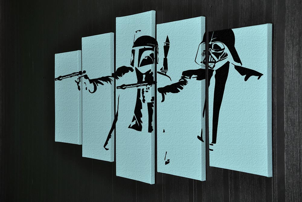 Banksy Pulp Fiction Star Wars Light Blue 5 Split Panel Canvas - Canvas Art Rocks - 2
