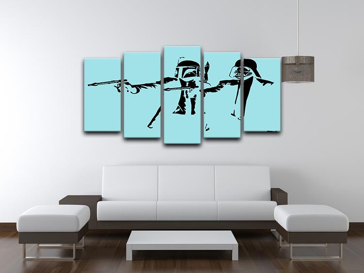 Banksy Pulp Fiction Star Wars Light Blue 5 Split Panel Canvas - Canvas Art Rocks - 3