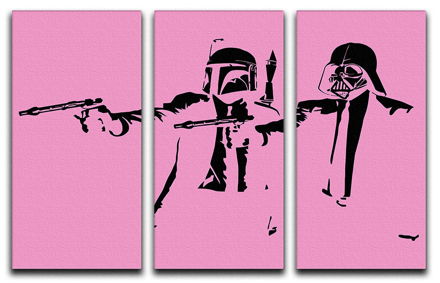 Banksy Pulp Fiction Star Wars Pink 3 Split Panel Canvas Print - Canvas Art Rocks - 1