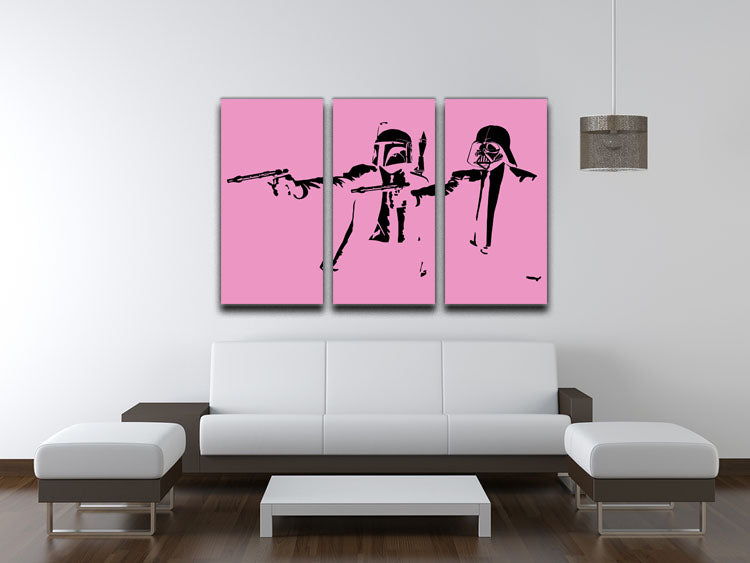 Banksy Pulp Fiction Star Wars Pink 3 Split Panel Canvas Print - Canvas Art Rocks - 3