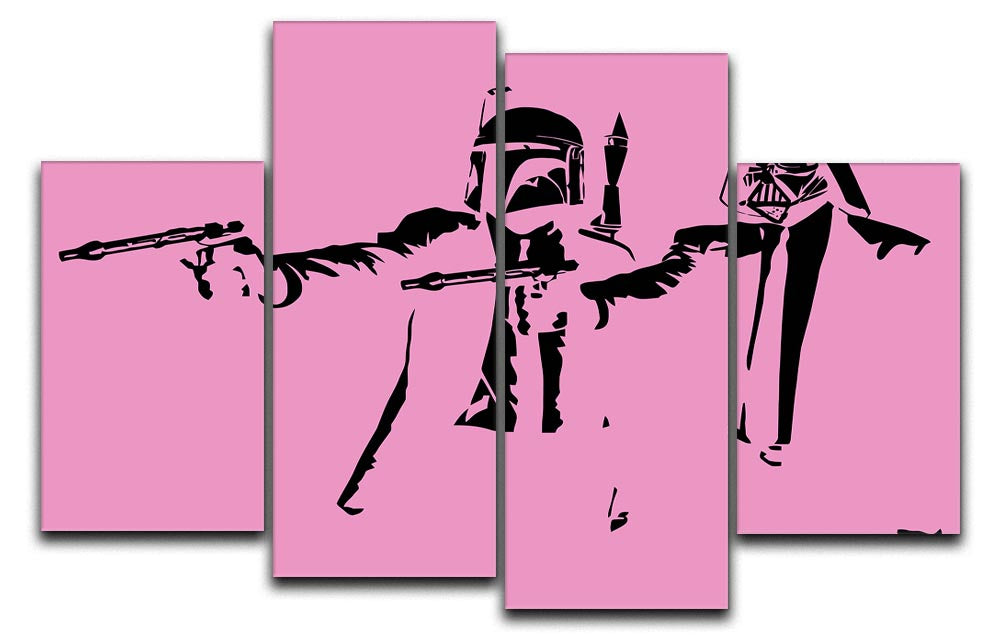 Banksy Pulp Fiction Star Wars Pink 4 Split Panel Canvas - Canvas Art Rocks - 1