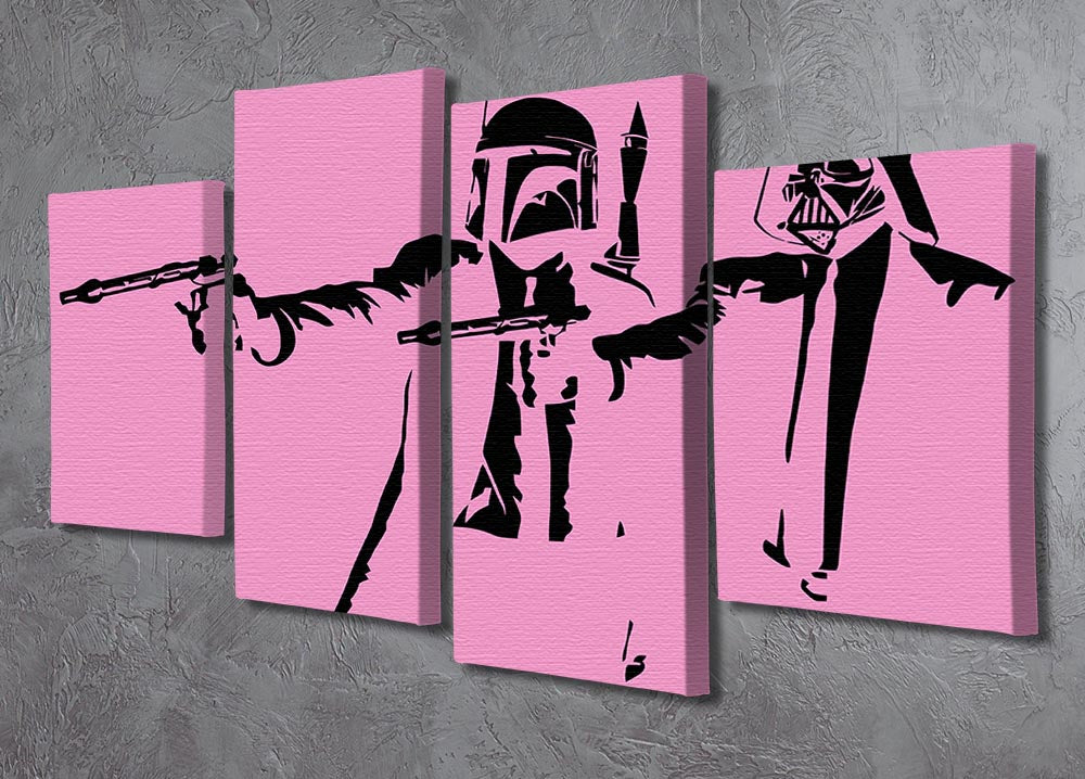 Banksy Pulp Fiction Star Wars Pink 4 Split Panel Canvas - Canvas Art Rocks - 2
