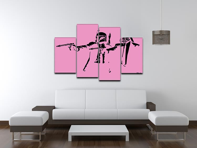 Banksy Pulp Fiction Star Wars Pink 4 Split Panel Canvas - Canvas Art Rocks - 3