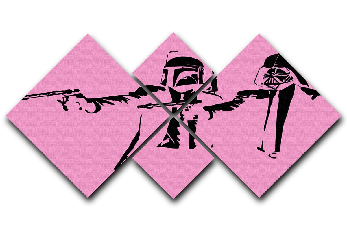Banksy Pulp Fiction Star Wars Pink 4 Square Multi Panel Canvas - Canvas Art Rocks - 1