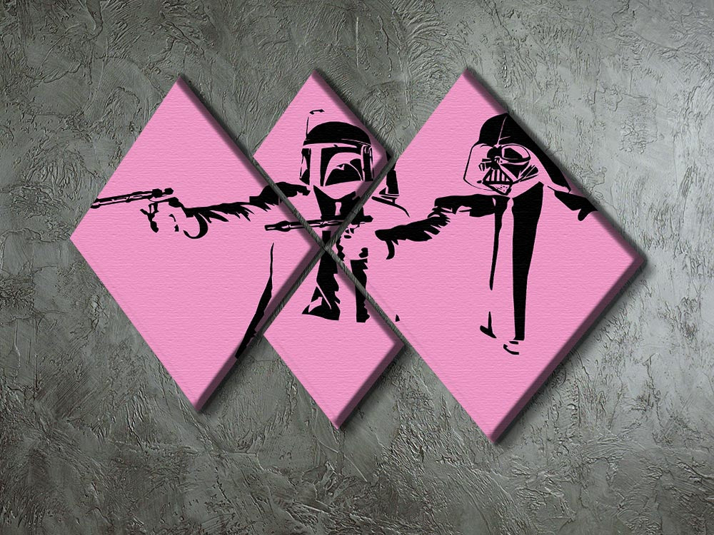 Banksy Pulp Fiction Star Wars Pink 4 Square Multi Panel Canvas - Canvas Art Rocks - 2