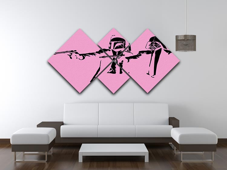 Banksy Pulp Fiction Star Wars Pink 4 Square Multi Panel Canvas - Canvas Art Rocks - 3
