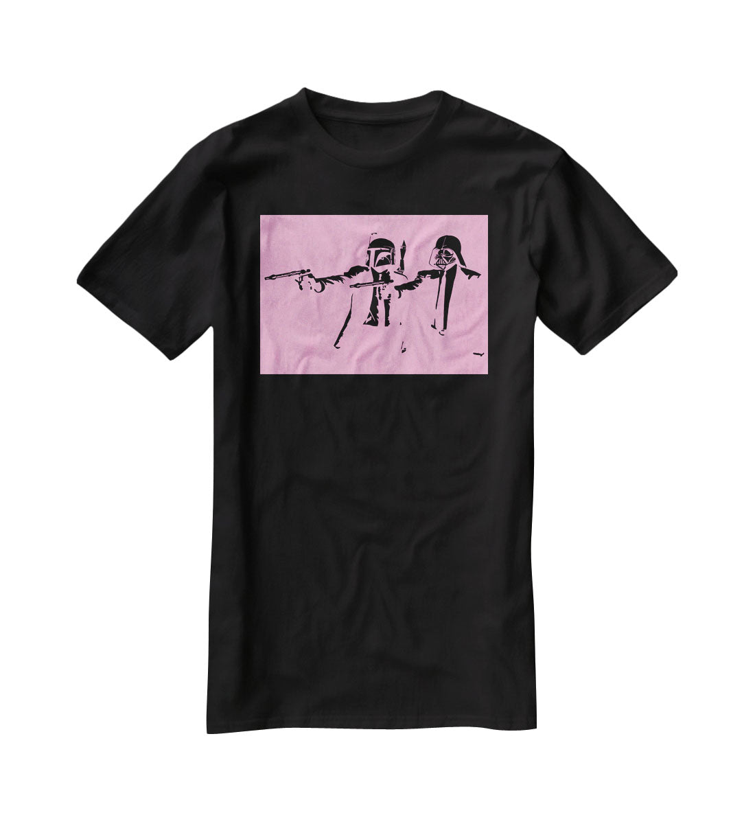 Banksy Pulp Fiction Star Wars Pink T-Shirt - Canvas Art Rocks - 1