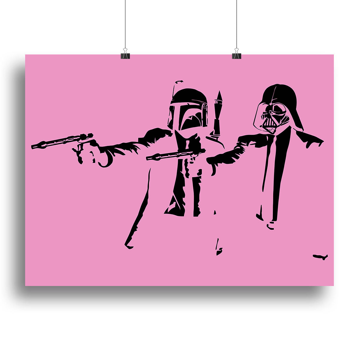 Banksy Pulp Fiction Star Wars Pink Canvas Print or Poster - Canvas Art Rocks - 2