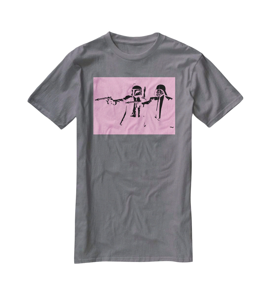 Banksy Pulp Fiction Star Wars Pink T-Shirt - Canvas Art Rocks - 3