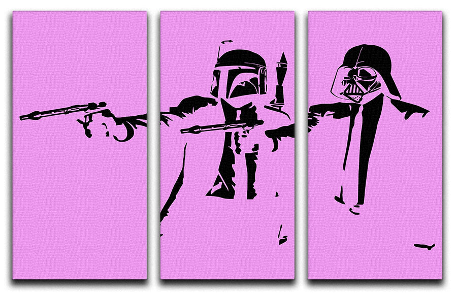 Banksy Pulp Fiction Star Wars Purple 3 Split Panel Canvas Print - Canvas Art Rocks - 1