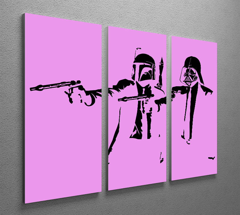 Banksy Pulp Fiction Star Wars Purple 3 Split Panel Canvas Print - Canvas Art Rocks - 2