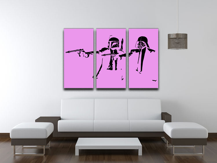 Banksy Pulp Fiction Star Wars Purple 3 Split Panel Canvas Print - Canvas Art Rocks - 3