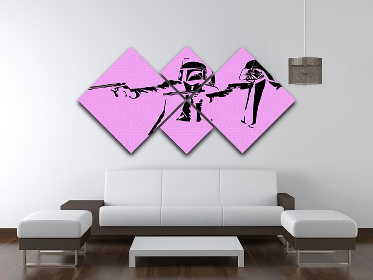 Banksy Pulp Fiction Star Wars Purple 4 Square Multi Panel Canvas - Canvas Art Rocks - 3