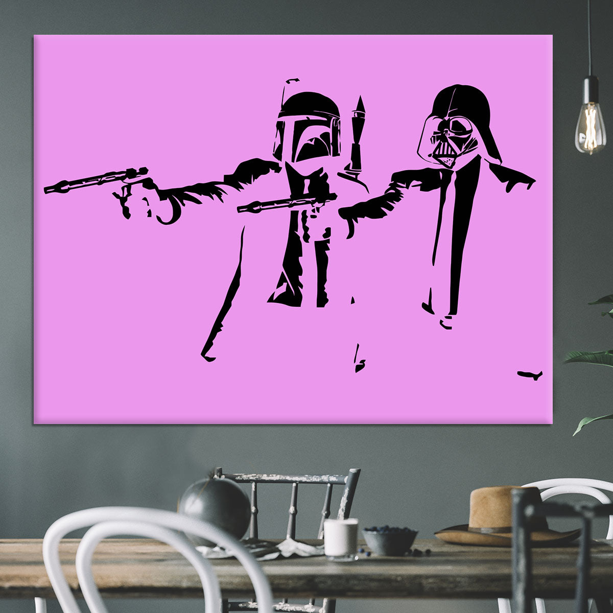 Banksy Pulp Fiction Star Wars Purple Canvas Print or Poster - Canvas Art Rocks - 3
