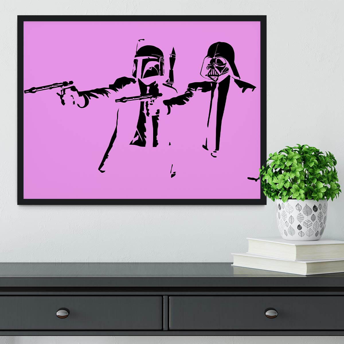 Banksy Pulp Fiction Star Wars Purple Framed Print - Canvas Art Rocks - 2