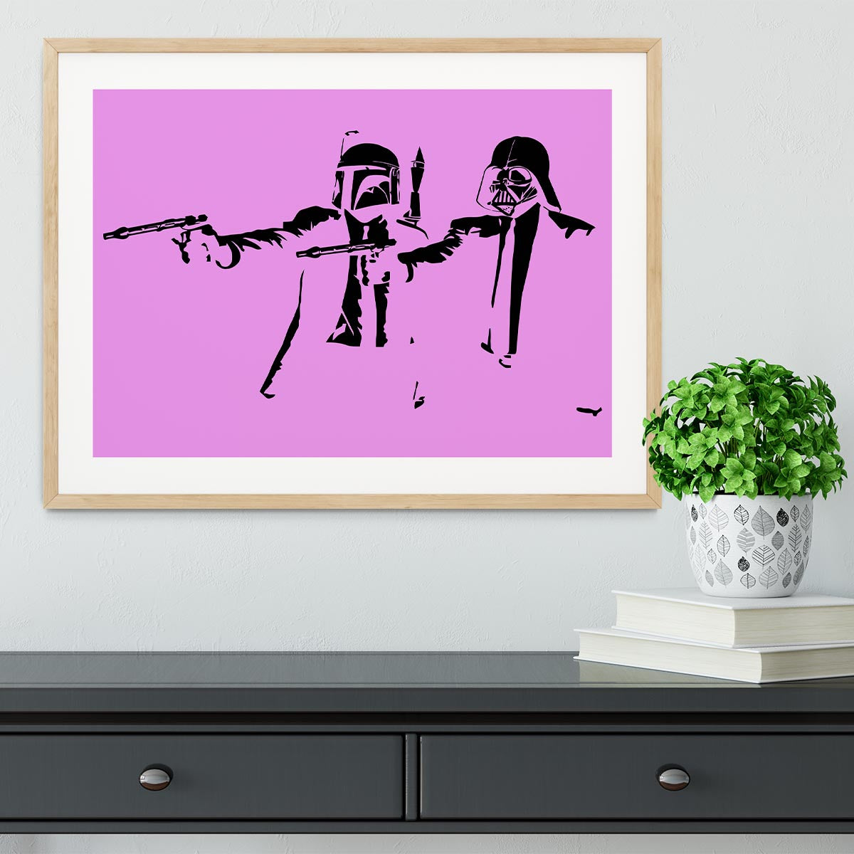 Banksy Pulp Fiction Star Wars Purple Framed Print - Canvas Art Rocks - 3