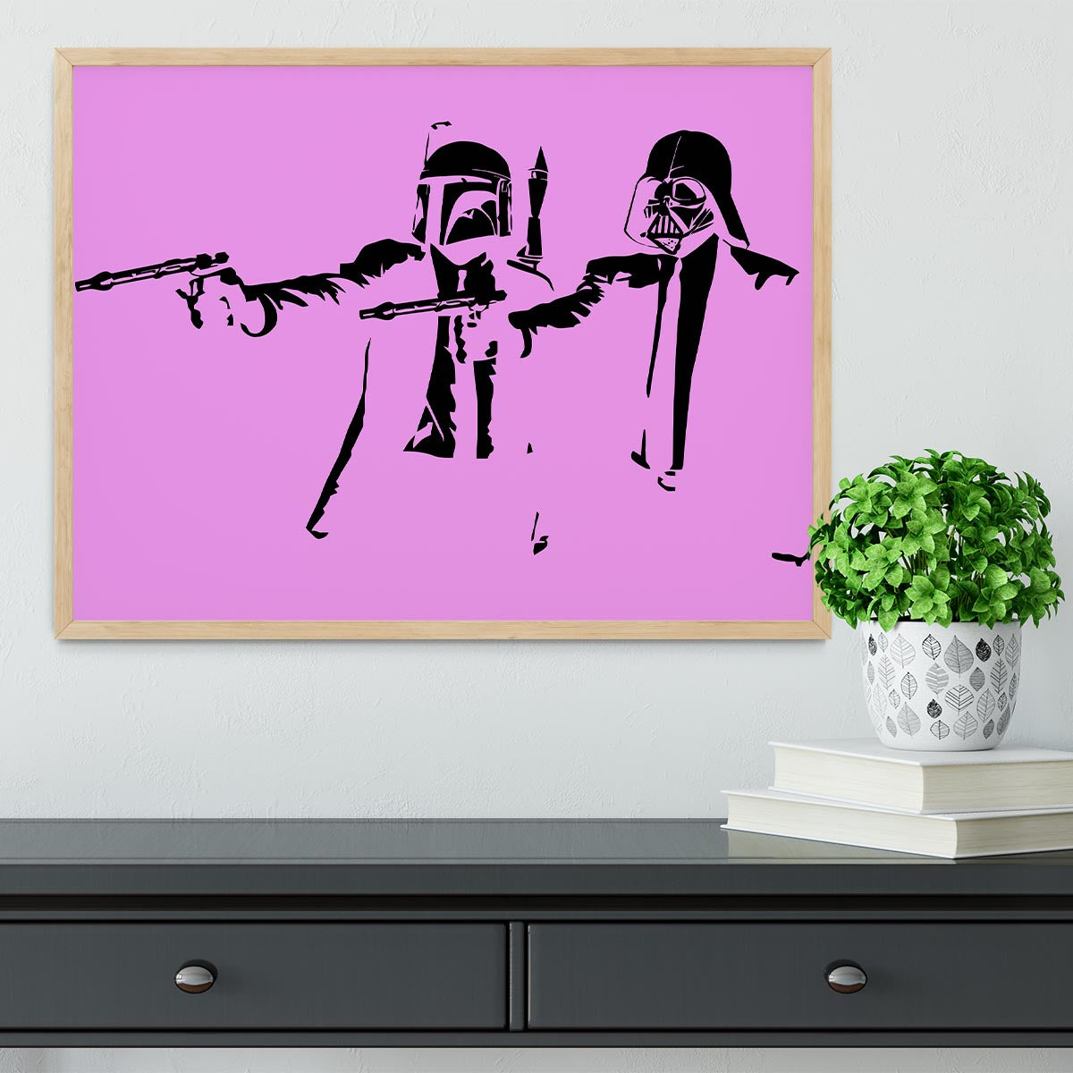 Banksy Pulp Fiction Star Wars Purple Framed Print - Canvas Art Rocks - 4