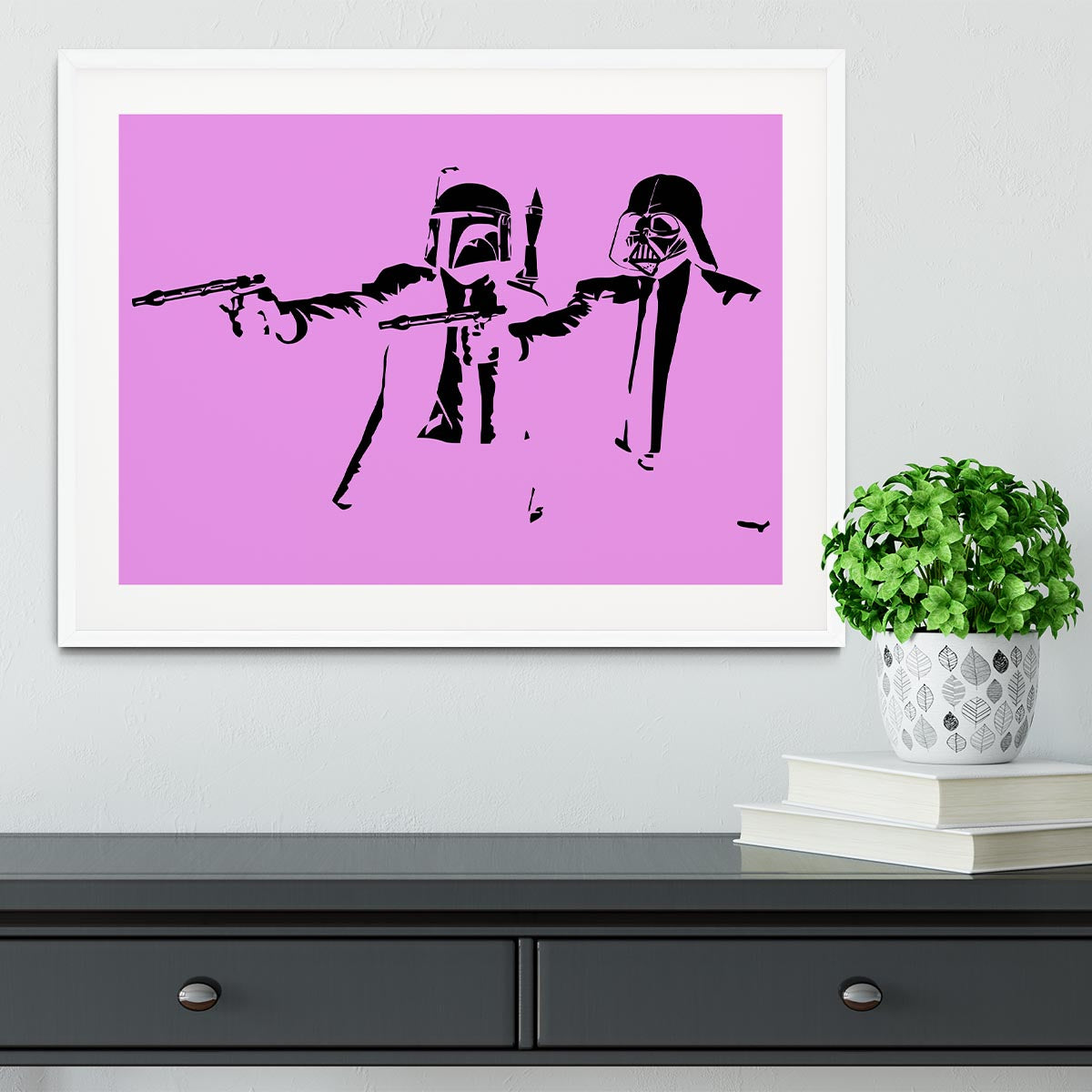 Banksy Pulp Fiction Star Wars Purple Framed Print - Canvas Art Rocks - 5