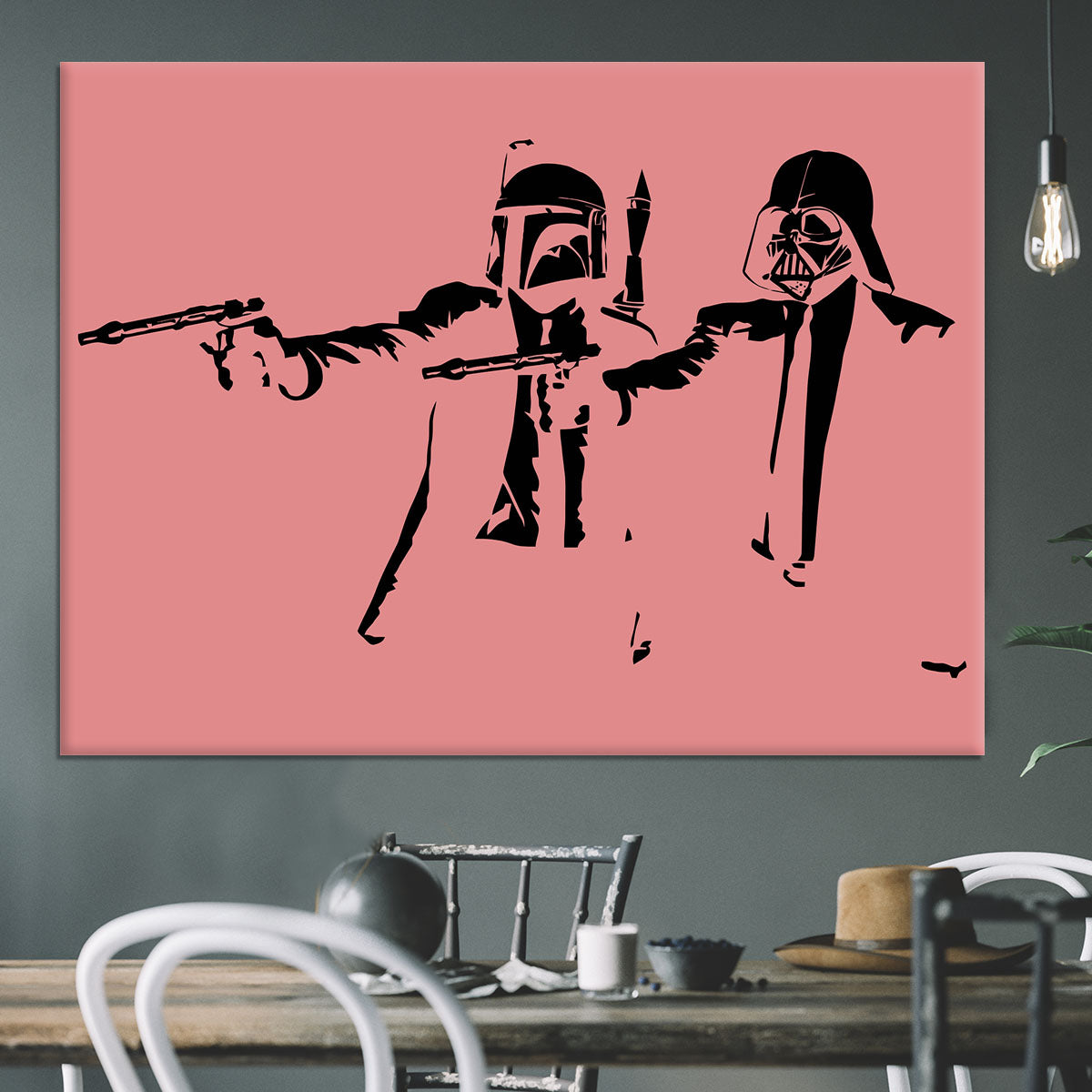 Banksy Pulp Fiction Star Wars Red Canvas Print or Poster - Canvas Art Rocks - 3