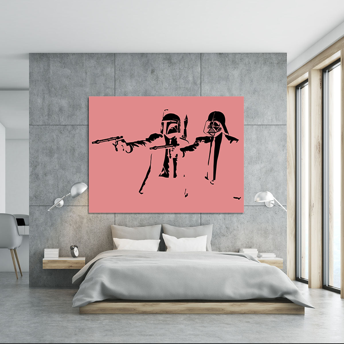 Banksy Pulp Fiction Star Wars Red Canvas Print or Poster - Canvas Art Rocks - 5