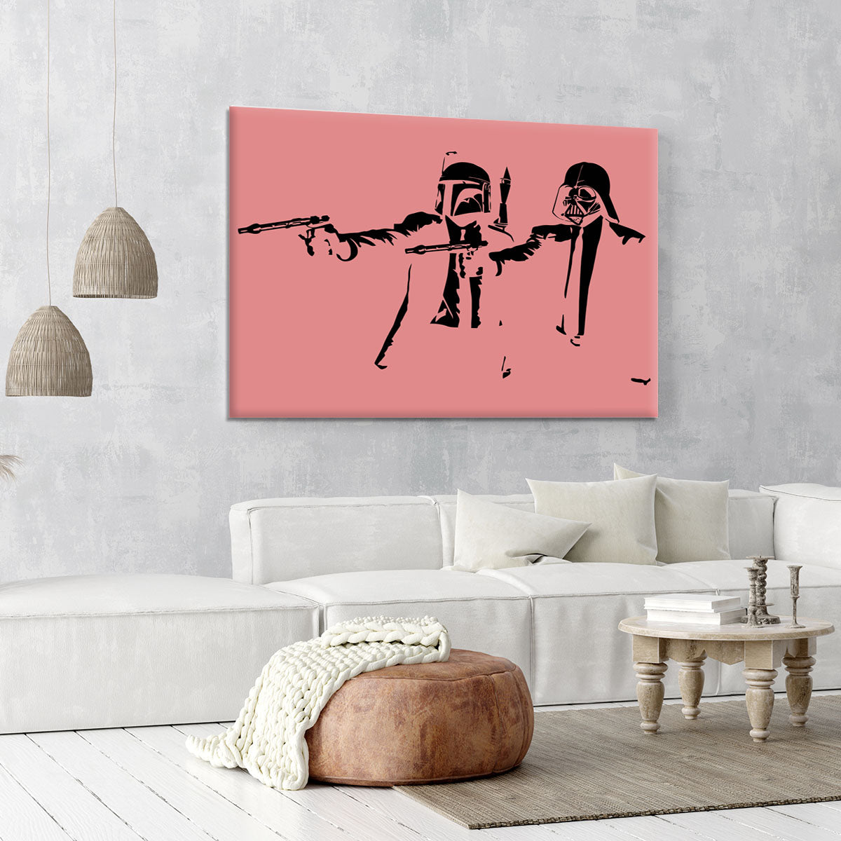 Banksy Pulp Fiction Star Wars Red Canvas Print or Poster - Canvas Art Rocks - 6