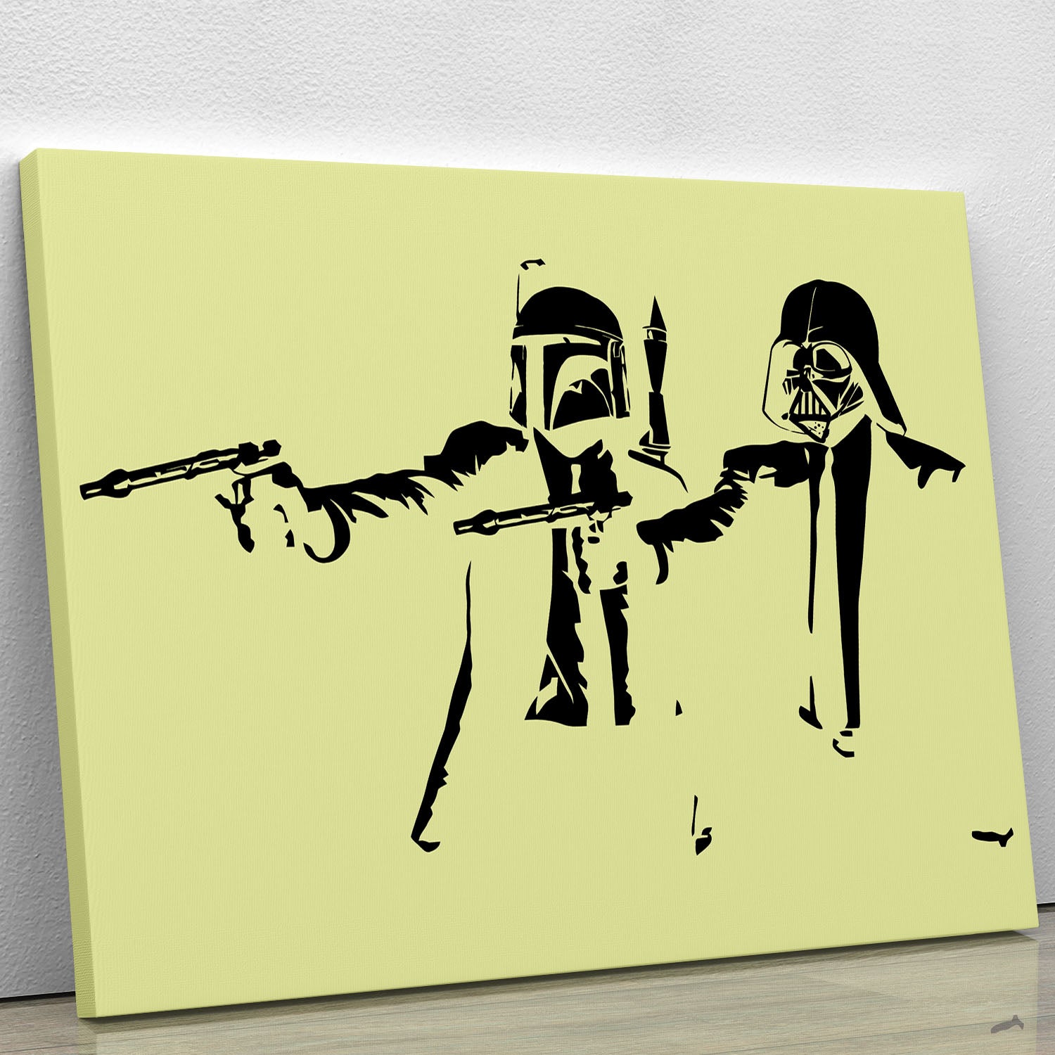 Banksy Pulp Fiction Star Wars Yellow Canvas Print or Poster - Canvas Art Rocks - 1