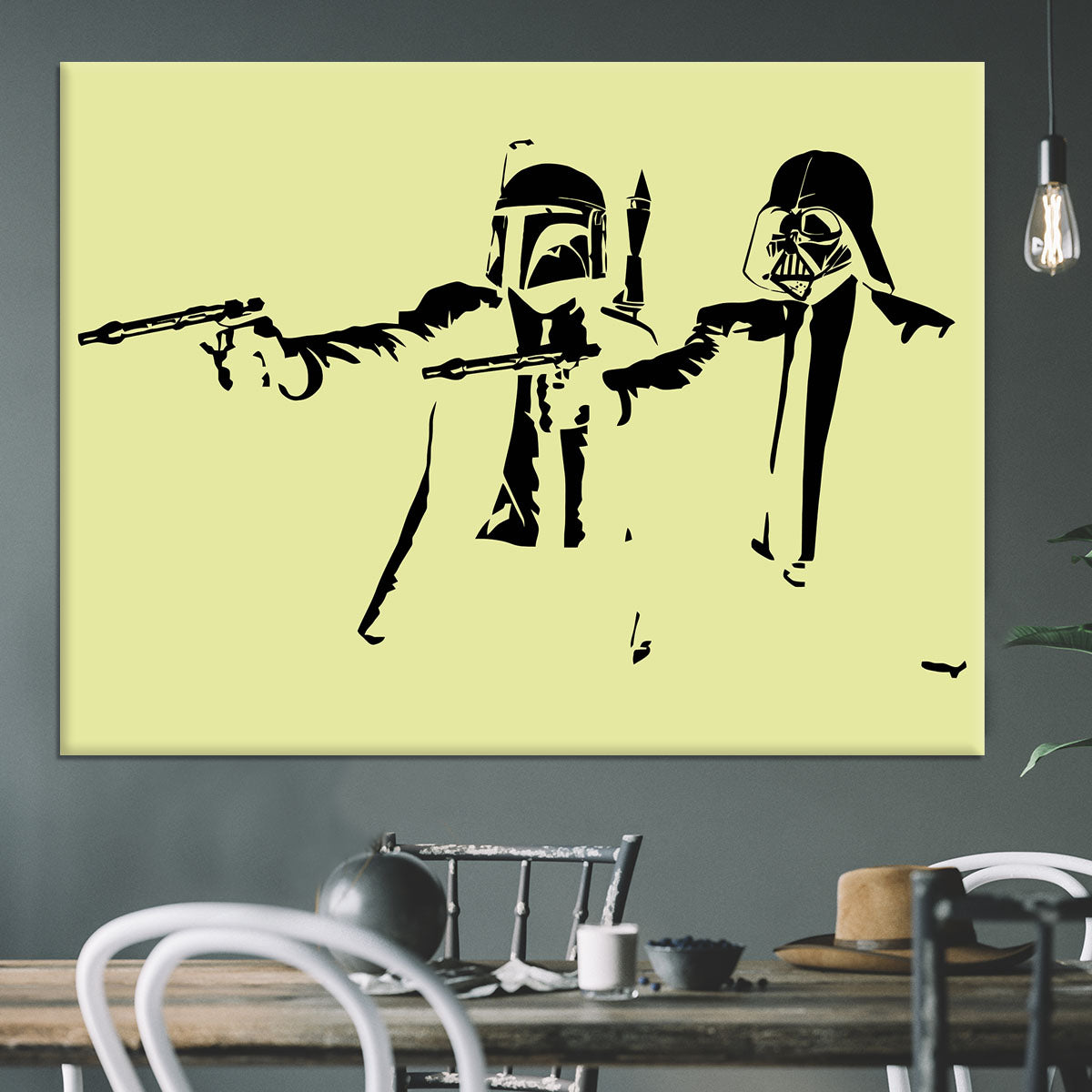 Banksy Pulp Fiction Star Wars Yellow Canvas Print or Poster - Canvas Art Rocks - 3