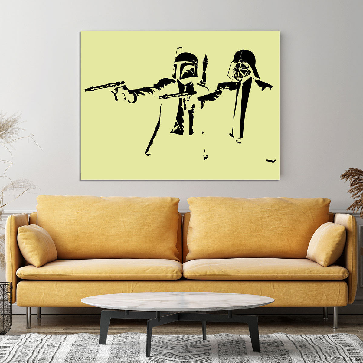 Banksy Pulp Fiction Star Wars Yellow Canvas Print or Poster - Canvas Art Rocks - 4