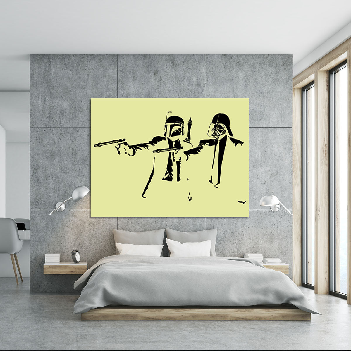 Banksy Pulp Fiction Star Wars Yellow Canvas Print or Poster - Canvas Art Rocks - 5