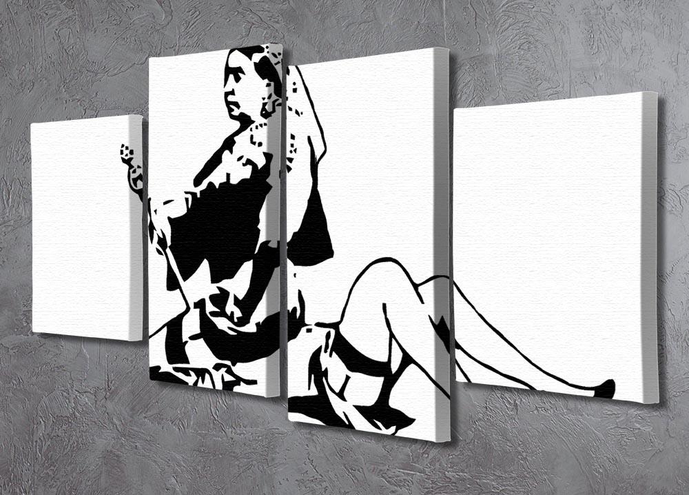 Banksy Queen Victoria 4 Split Panel Canvas - Canvas Art Rocks - 2