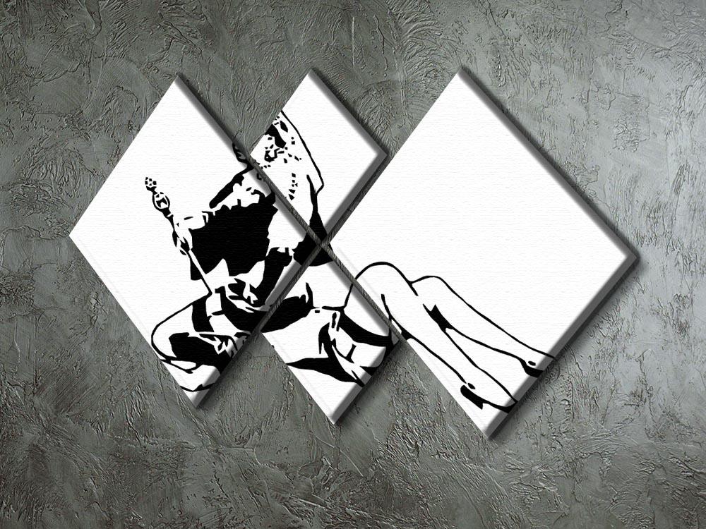 Banksy Queen Victoria 4 Square Multi Panel Canvas - Canvas Art Rocks - 2