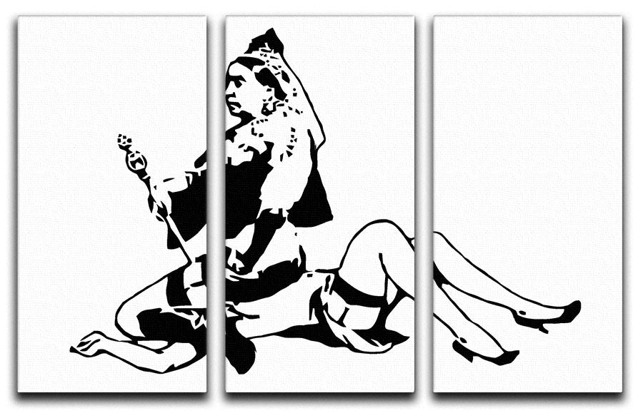 Banksy Queen Victoria 3 Split Panel Canvas Print - Canvas Art Rocks