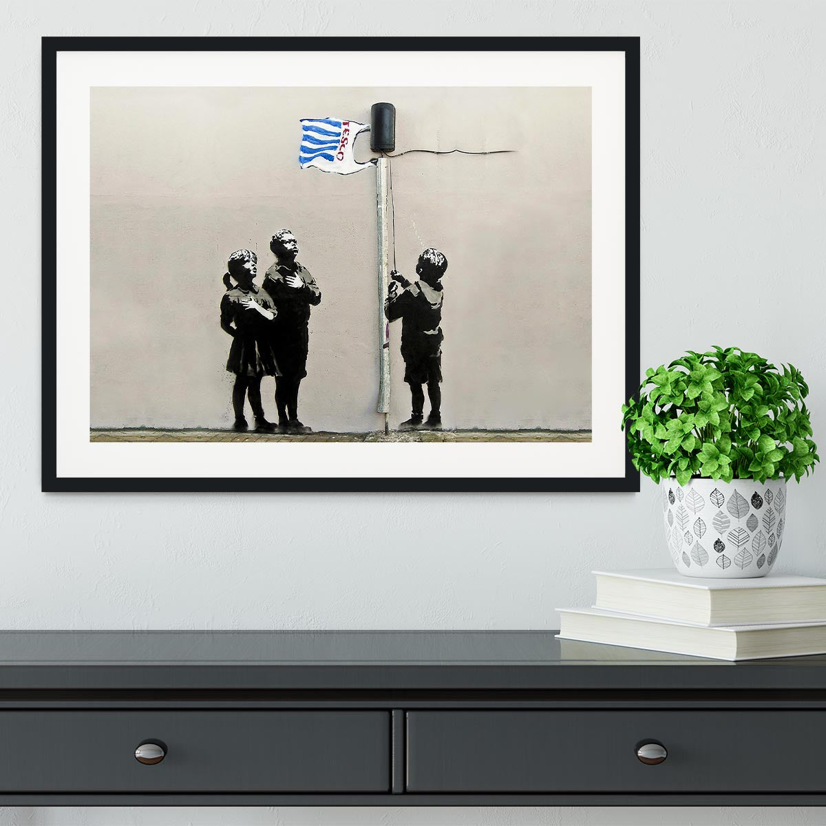 Banksy Raising the Tesco Flag (Very Little Helps) Framed Print