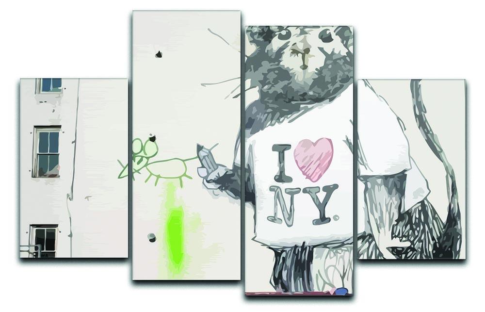 Banksy Rat I Love New York 4 Split Panel Canvas  - Canvas Art Rocks - 1