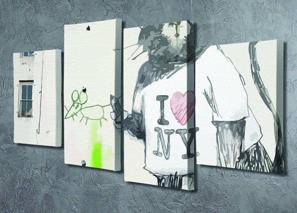 Banksy Rat I Love New York 4 Split Panel Canvas - Canvas Art Rocks - 2