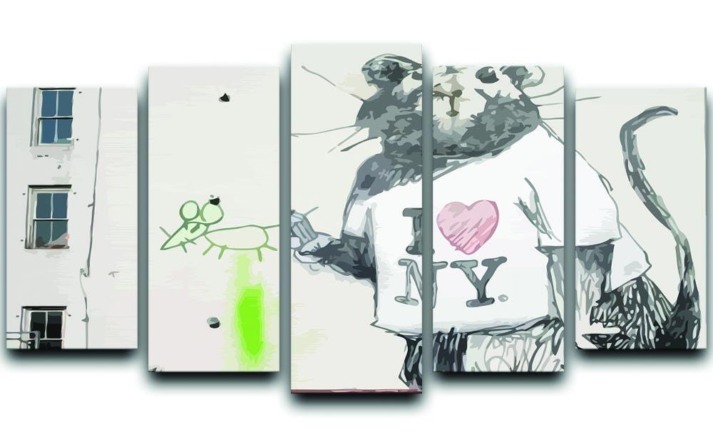 Banksy Rat I Love New York 5 Split Panel Canvas  - Canvas Art Rocks - 1