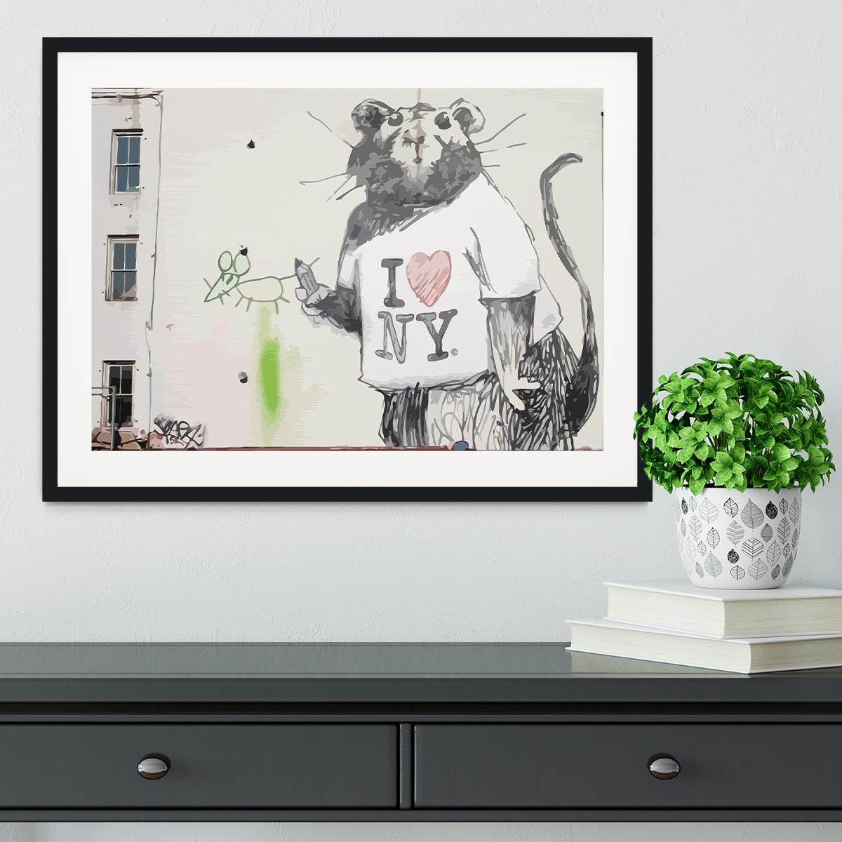 Banksy Rat I Love New York Framed Print - Canvas Art Rocks - 1