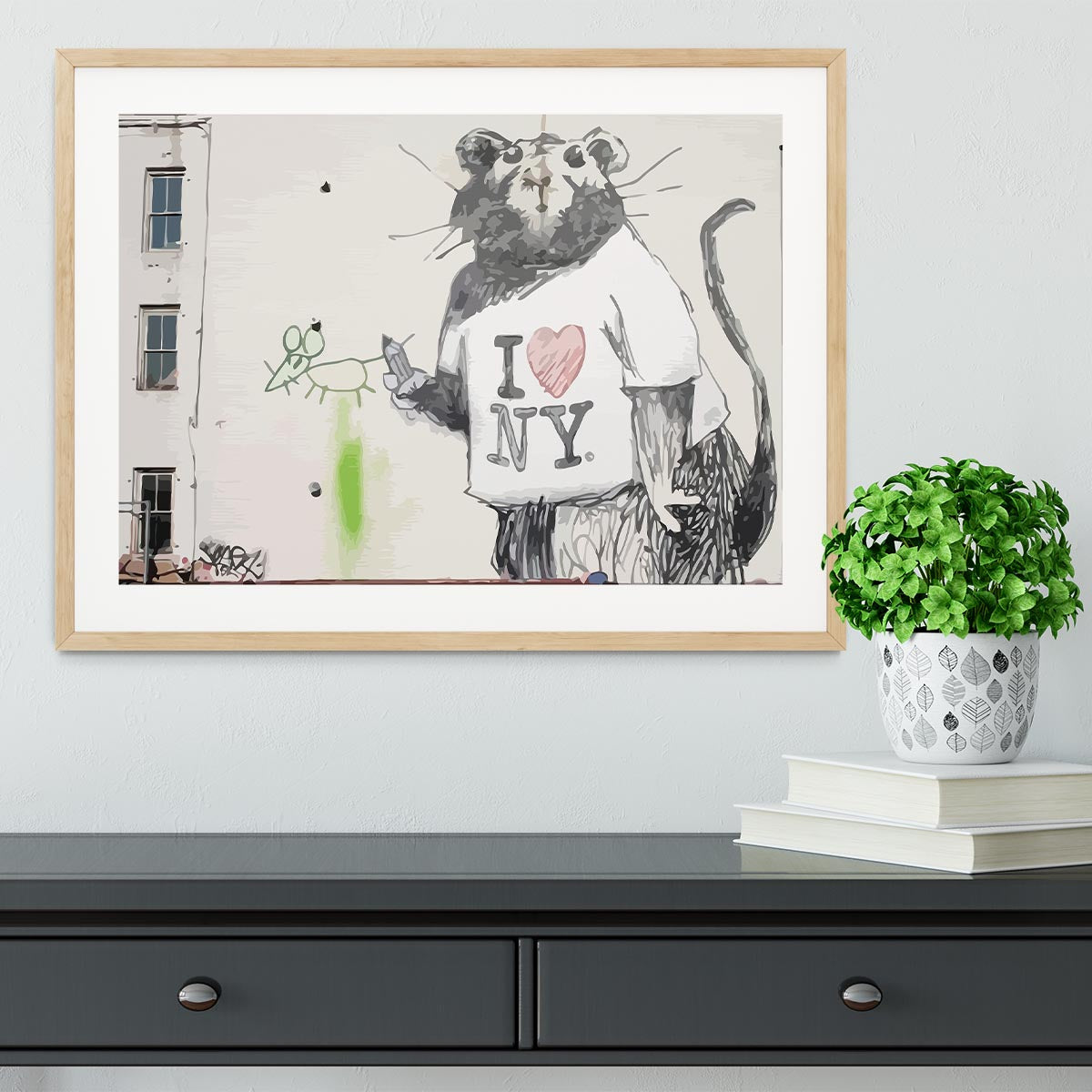 Banksy Rat I Love New York Framed Print - Canvas Art Rocks - 3