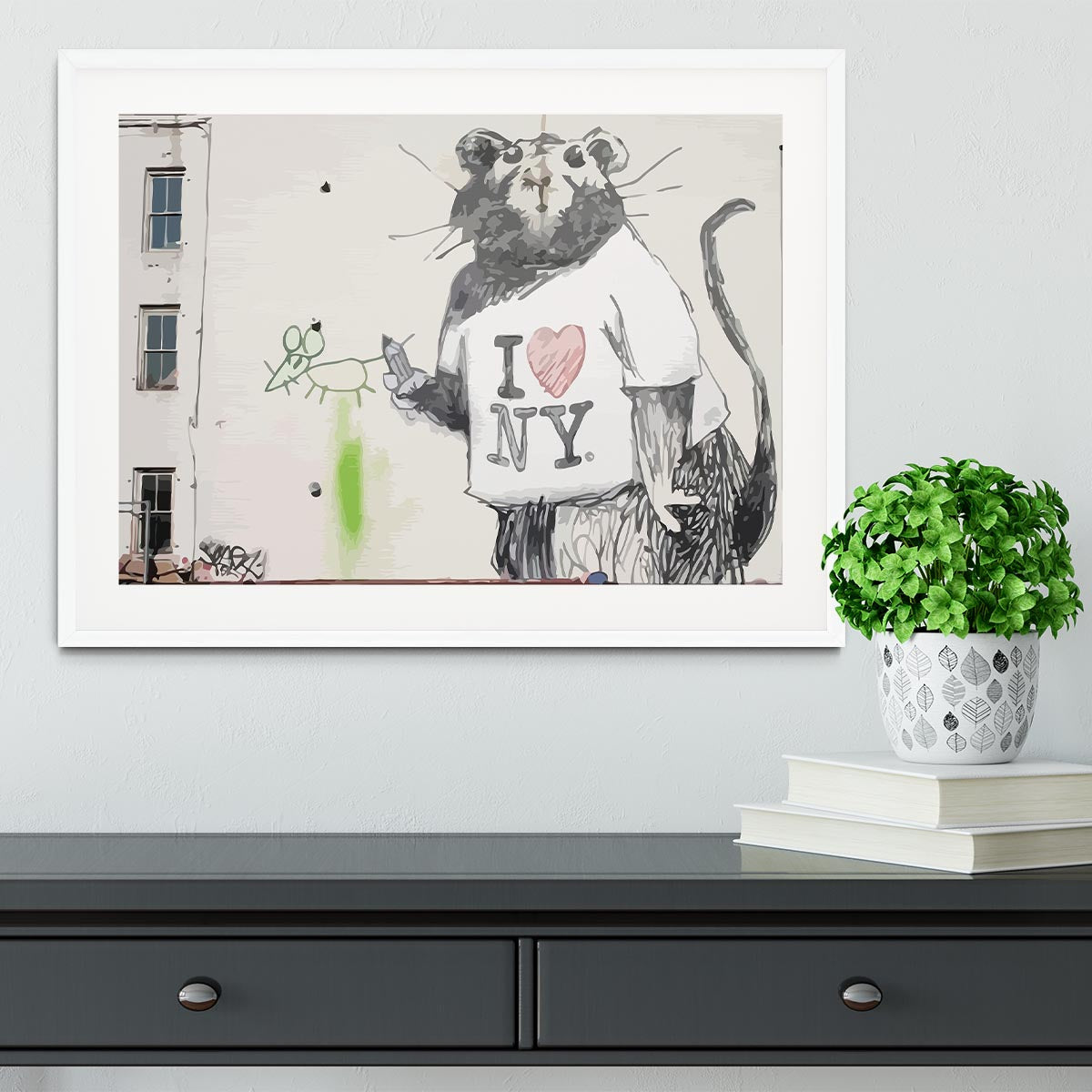 Banksy Rat I Love New York Framed Print - Canvas Art Rocks - 5