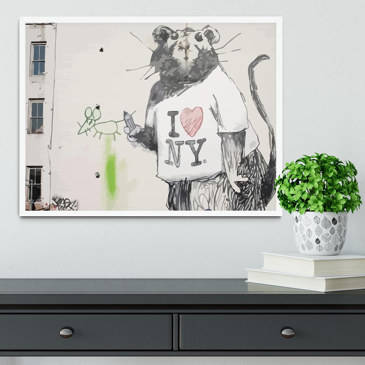 Banksy Rat I Love New York Framed Print - Canvas Art Rocks -6