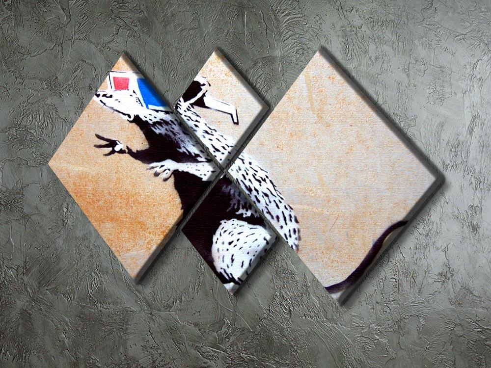 Banksy Rat Wearing 3D Glasses 4 Square Multi Panel Canvas - Canvas Art Rocks - 2