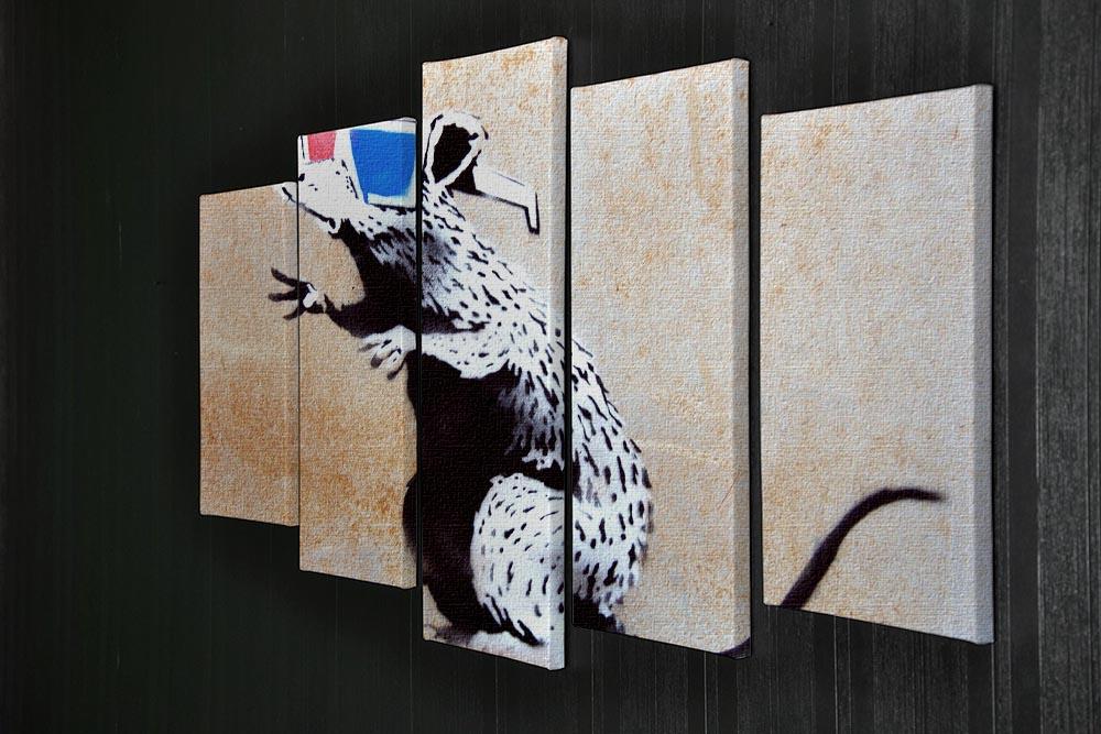 Banksy Rat Wearing 3D Glasses 5 Split Panel Canvas - Canvas Art Rocks - 2