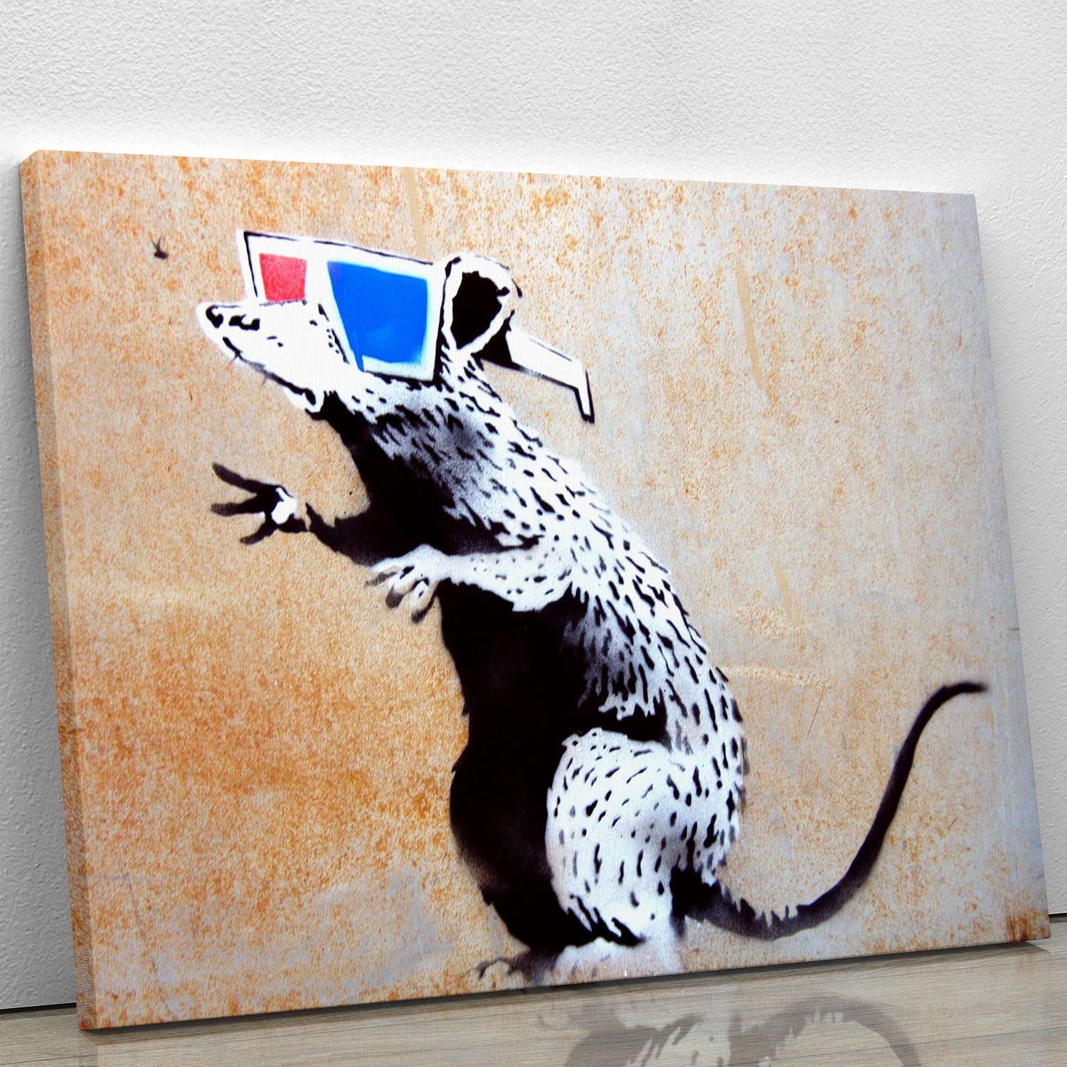 Banksy Rat Wearing 3D Glasses Canvas Print or Poster - Canvas Art Rocks - 1