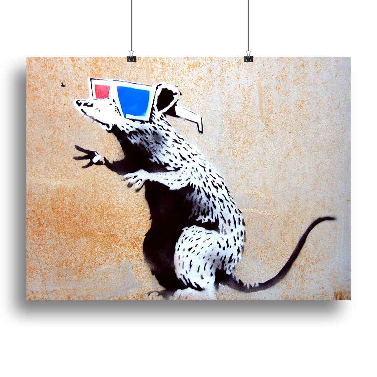 Banksy Rat Wearing 3D Glasses Canvas Print or Poster - Canvas Art Rocks - 2