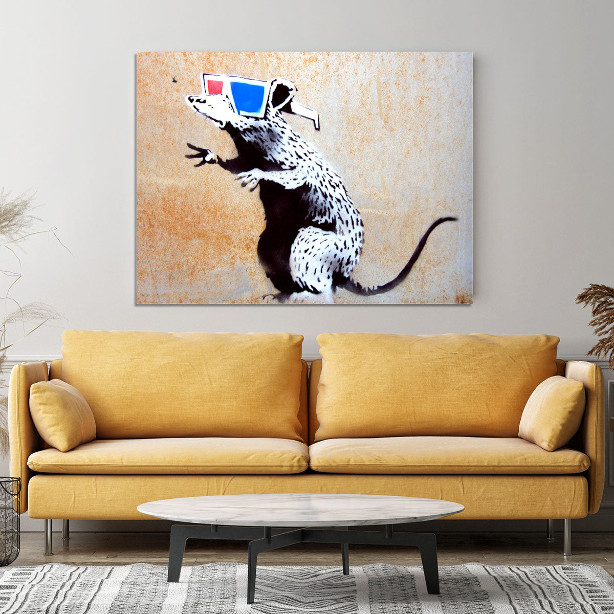 Banksy Rat Wearing 3D Glasses Canvas Print or Poster - Canvas Art Rocks - 4