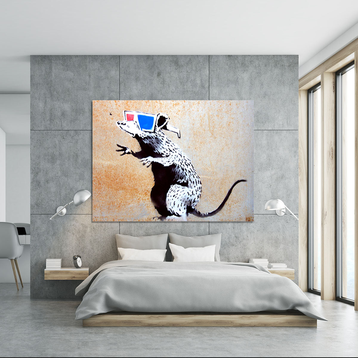 Banksy Rat Wearing 3D Glasses Canvas Print or Poster - Canvas Art Rocks - 5