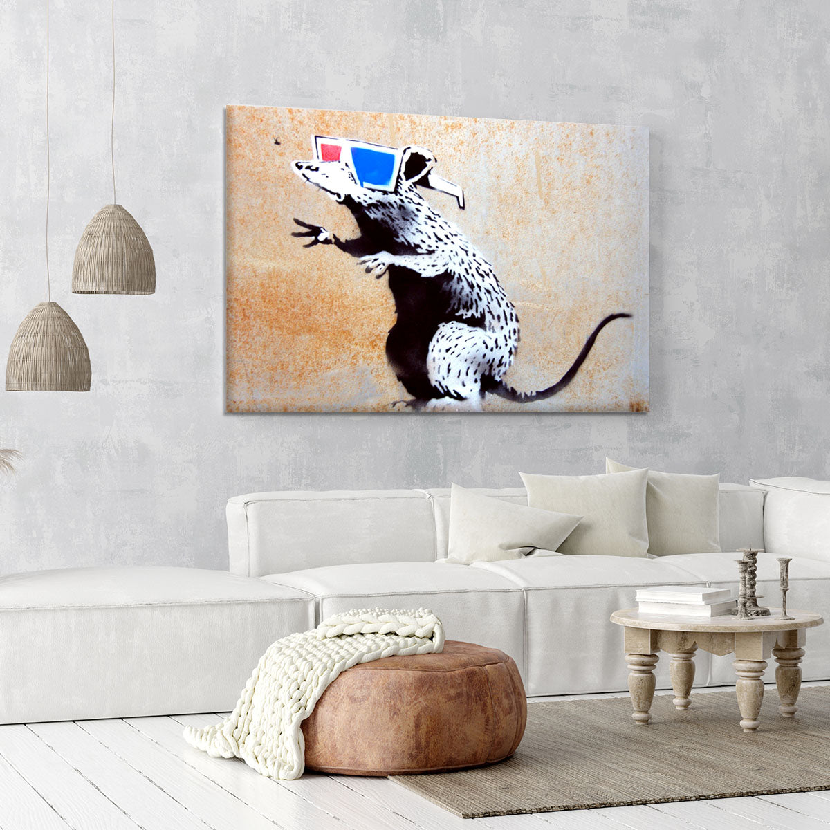 Banksy Rat Wearing 3D Glasses Canvas Print or Poster - Canvas Art Rocks - 6